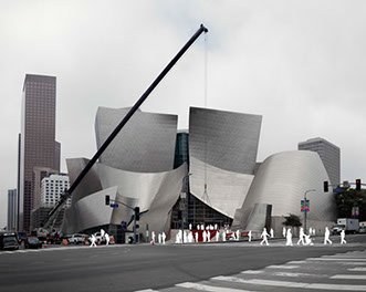 X Was Here: Silhouettes on Graffiti. From the "X" Was Here series of photographs by Dylan Strickland. Iconic architecture with people removed.